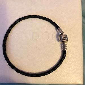 Black leather pandora bracelet